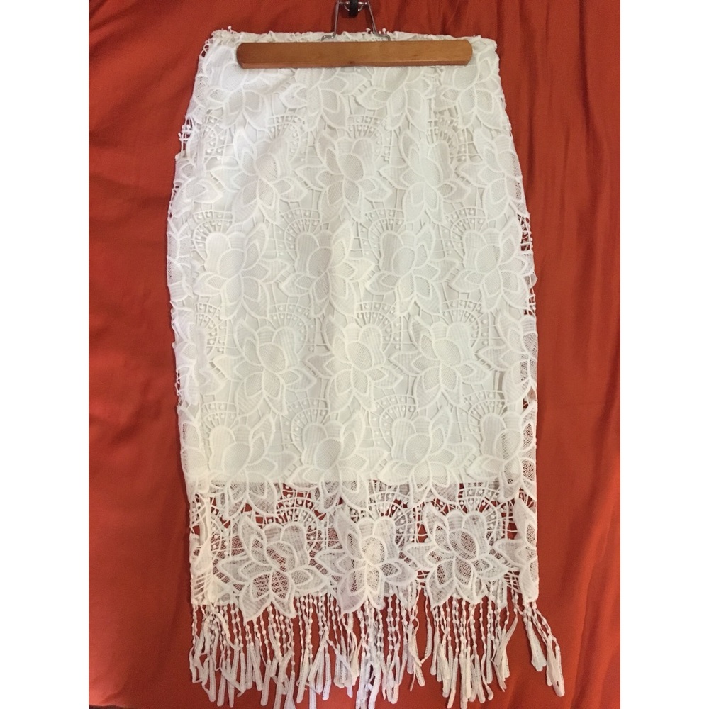 Bar III floral lace skirt with fringe
